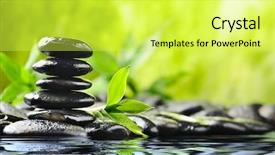  Presentation with water bamboo - PPT theme having water balance - zen basalt stones and bamboo background and a yellow colored foreground