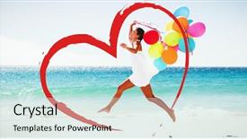  Presentation with fetal heart beat - Colorful slide deck enhanced with water balloons - heart against beautiful woman holding backdrop and a  colored foreground