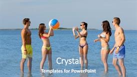  Presentation with beach ball - Audience pleasing theme consisting of water balls - friendship sea summer vacation holidays backdrop and a teal colored foreground