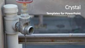  Presentation with outlet - Theme consisting of water balls - gray stand pipe with red background and a gray colored foreground