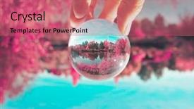  Presentation with water park - Presentation featuring water balls - upside down hand holding background and a coral colored foreground