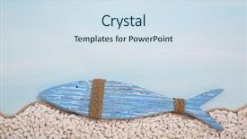  Presentation with christian baptism - Audience pleasing PPT theme consisting of water baptism - blue wooden fish on turquoise backdrop and a sky blue colored foreground