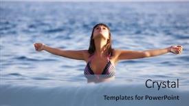  Presentation with baptism - Slide deck featuring water baptism - young beautiful girl with raised background and a teal colored foreground