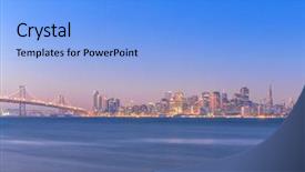 Presentation with san francisco - Theme consisting of water bay bridge with cityscape and skyline of san francisco background and a light blue colored foreground