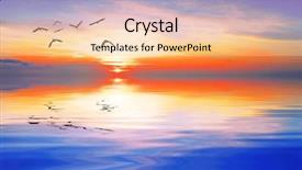  Presentation with birds flying - Theme consisting of water birds - flying over the blue sea background and a lemonade colored foreground