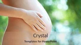  Presentation with pregnant - Amazing PPT theme having water birth - beautiful pregnant belly backdrop and a coral colored foreground