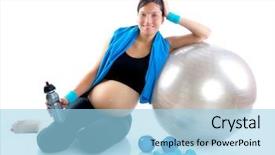  Presentation with gym ball - Audience pleasing presentation theme consisting of water birth - beautiful pregnant woman at fitness backdrop and a light blue colored foreground