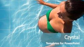  Presentation with sun tanning - Audience pleasing presentation consisting of water birth - beautiful pregnant woman sun tanning backdrop and a teal colored foreground