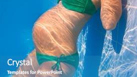  Presentation with water birth - Colorful PPT theme enhanced with water birth - beautiful pregnant woman underwater blue backdrop and a teal colored foreground