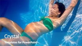  Presentation with water birth - Presentation consisting of water birth - beautiful pregnant woman underwater blue background and a teal colored foreground