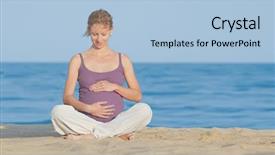  Presentation with water birth - Beautiful slide deck featuring water birth - beautiful pregnant woman backdrop and a light blue colored foreground