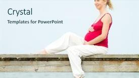  Presentation with pregnant woman - PPT layouts enhanced with water birth - beautiful pregnant woman background and a sky blue colored foreground