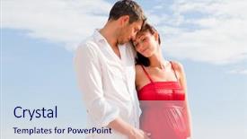  Presentation with water birth - Colorful slide set enhanced with water birth - happy family backdrop and a sky blue colored foreground