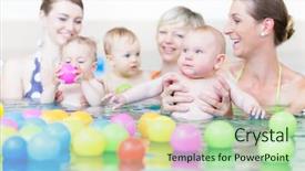  Presentation with moms - Cool new theme with water birth - moms and children at infant backdrop and a mint green colored foreground