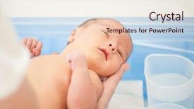  Presentation with water birth - Colorful slide set enhanced with water birth - newborn baby first bath backdrop and a lemonade colored foreground