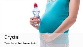  Presentation with pregnant woman in hospital - Beautiful PPT theme featuring water birth - pregnant woman isolated on white backdrop and a  colored foreground
