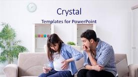  Presentation with water birth - Slide deck featuring water birth - pregnant woman with husband background and a  colored foreground