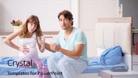  Presentation with water birth - Colorful theme enhanced with water birth - pregnant woman with husband backdrop and a light blue colored foreground