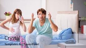  Presentation with water birth - Slides featuring water birth - pregnant woman with husband background and a light blue colored foreground