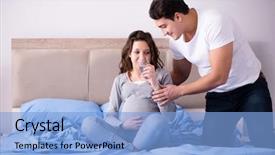  Presentation with water birth - Presentation enhanced with water birth - young family with pregnant wife background and a  colored foreground