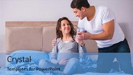  Presentation with water birth - Presentation theme featuring water birth - young family with pregnant wife background and a teal colored foreground