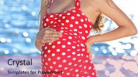  Presentation with pregnant woman in hospital - Slides having water birth - young pregnant woman in red background and a red colored foreground