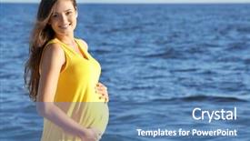  Presentation with pregnant woman - PPT layouts with water birth - young pregnant woman in yellow background and a  colored foreground