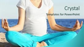  Presentation with pregnant woman in hospital - Slide set consisting of water birth - young pregnant woman meditating background and a  colored foreground