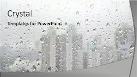  Presentation with rain city - Beautiful PPT theme featuring water blob - rain drops on glass backdrop and a white colored foreground