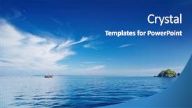  Presentation with calm sea - Presentation design featuring water boat - seascape with calm sea background and a ocean colored foreground