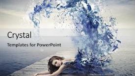  Presentation with blue wave - Beautiful presentation featuring water body - beautiful dancer with a blue backdrop and a light blue colored foreground