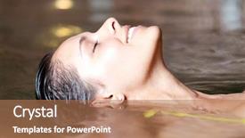  Presentation with sensuality woman black angel relaxing - PPT layouts consisting of water body - beautiful woman relaxing background and a coral colored foreground