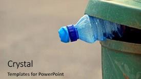  Presentation with water enviroment sanitation - Slides with water bottle in garbage background and a mint green colored foreground