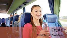  Presentation with bus - Theme with water bottle in travel background and a red colored foreground