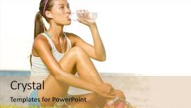  Presentation with water sun - Presentation design consisting of water bottle listening to music background and a yellow colored foreground