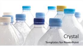  Presentation with water bottle - Presentation theme featuring water bottle stack closeup background and a light gray colored foreground