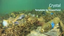  Presentation with plastic bags - Beautiful slides featuring water bottles and bags pollution backdrop and a ocean colored foreground
