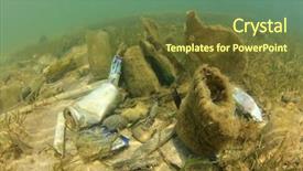  Presentation with water pollution - Audience pleasing slide set consisting of water bottles and bags thrown backdrop and a  colored foreground