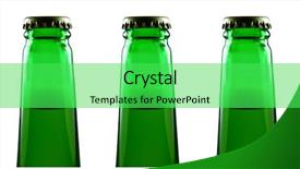  Presentation with green chemistry dropper bottles - Audience pleasing presentation consisting of water buble - three green beer bottles backdrop and a seafoam green colored foreground