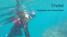  Presentation with scuba diving - Theme featuring water buble - underwater scuba diving selfie background and a  colored foreground
