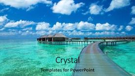  Presentation with maldives - Slide set featuring water bungalows at maldives background and a teal colored foreground