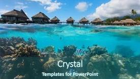  Presentation with under water - Audience pleasing theme consisting of water bungalows in french polynesia backdrop and a ocean colored foreground