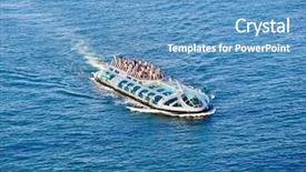  Presentation with public transport - Presentation with water bus in tokyo bay is one of the most spectacular public transport in the world japan background and a teal colored foreground