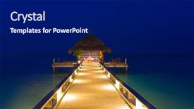  Presentation with ocean clear water deep blue - Presentation theme with water cafe at night lights background and a black colored foreground