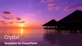  Presentation with sunset water dolphin - PPT layouts with water cafe at sunset - maldives background and a violet colored foreground