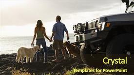  Presentation with suv car - Cool new presentation design with water car - rear view of a man backdrop and a wine colored foreground