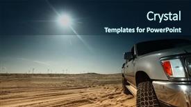  Presentation with truck - Presentation theme having water car - truck in desert background and a navy blue colored foreground