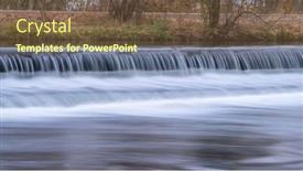  Presentation with nature river - PPT layouts consisting of water-cascading-over-a-diversion background and a tawny brown colored foreground