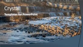  Presentation with water dam - Presentation with water-cascading-over-a-diversion background and a tawny brown colored foreground