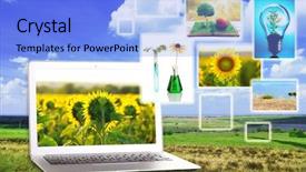  Presentation with water conservation - Colorful theme enhanced with water conservation tech - laptop and eco theme images backdrop and a light blue colored foreground